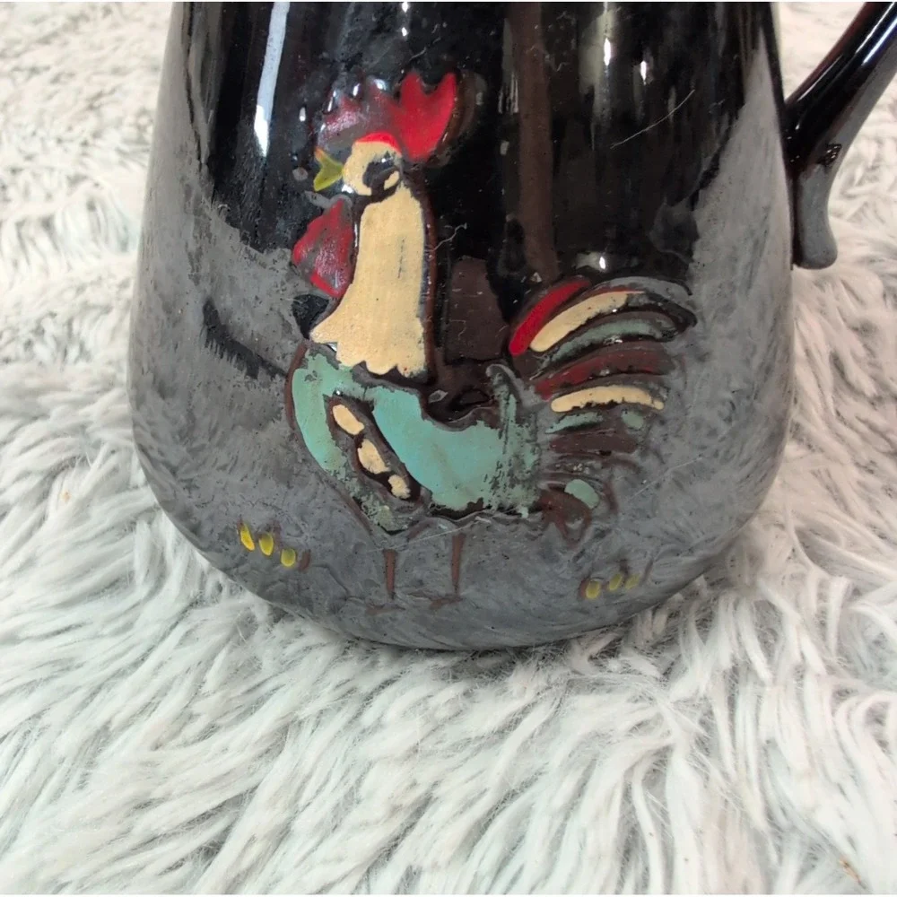 Vintage Rooster Milk Pitcher Vase Farm Style Home Decor Collectible
